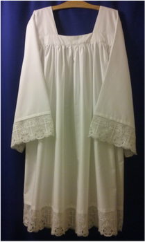 linen surplice, gathered, with optional lace
